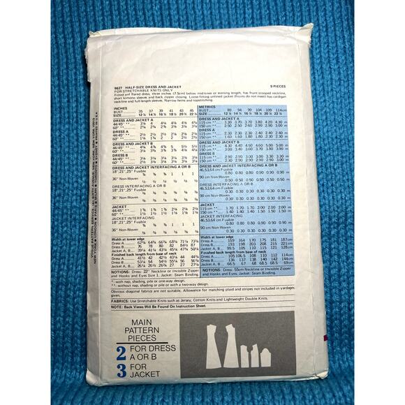 Vogue 9627 pattern dress fit and flare jacket size 16.5 - Picture 3 of 6